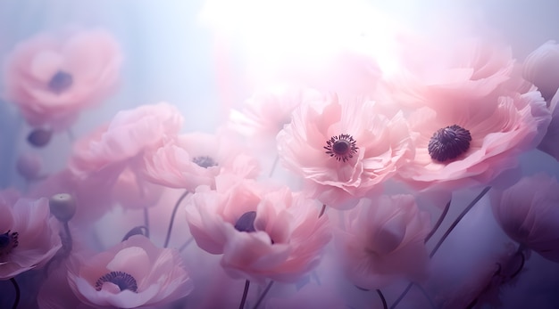 Beautiful wallpaper with pink flowers