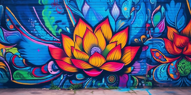 Beautiful water lily graffiti