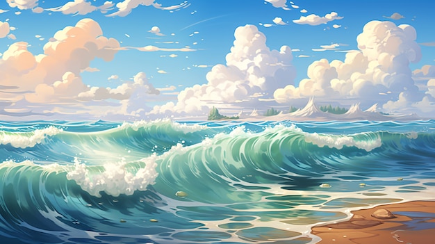 Foto gratuita bella vista sull'acqua in stile anime