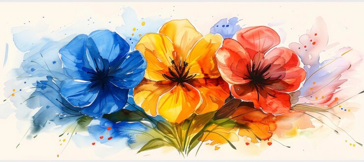 無料Photo 美しい水彩の花のアレンジメント