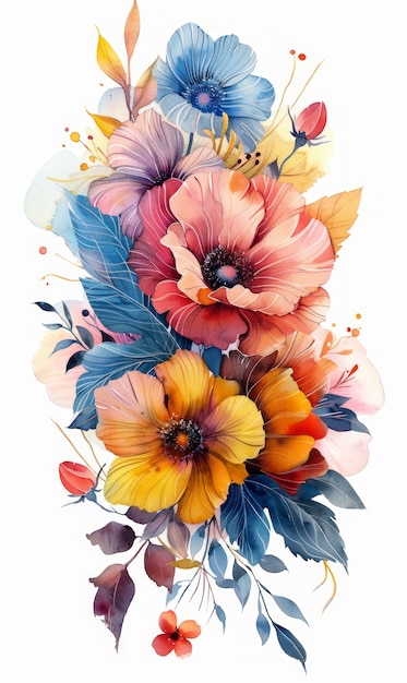 Free photo beautiful watercolor floral arrangement