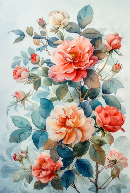 무료 사진 beautiful watercolor floral arrangement