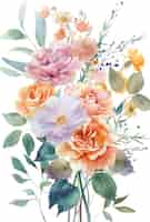 Бесплатное фото Красивая акварельная цветочная аранжировка
