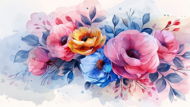 Free photo beautiful watercolor floral arrangement