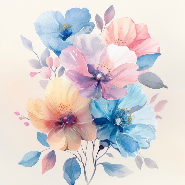 Free photo beautiful watercolor floral arrangement