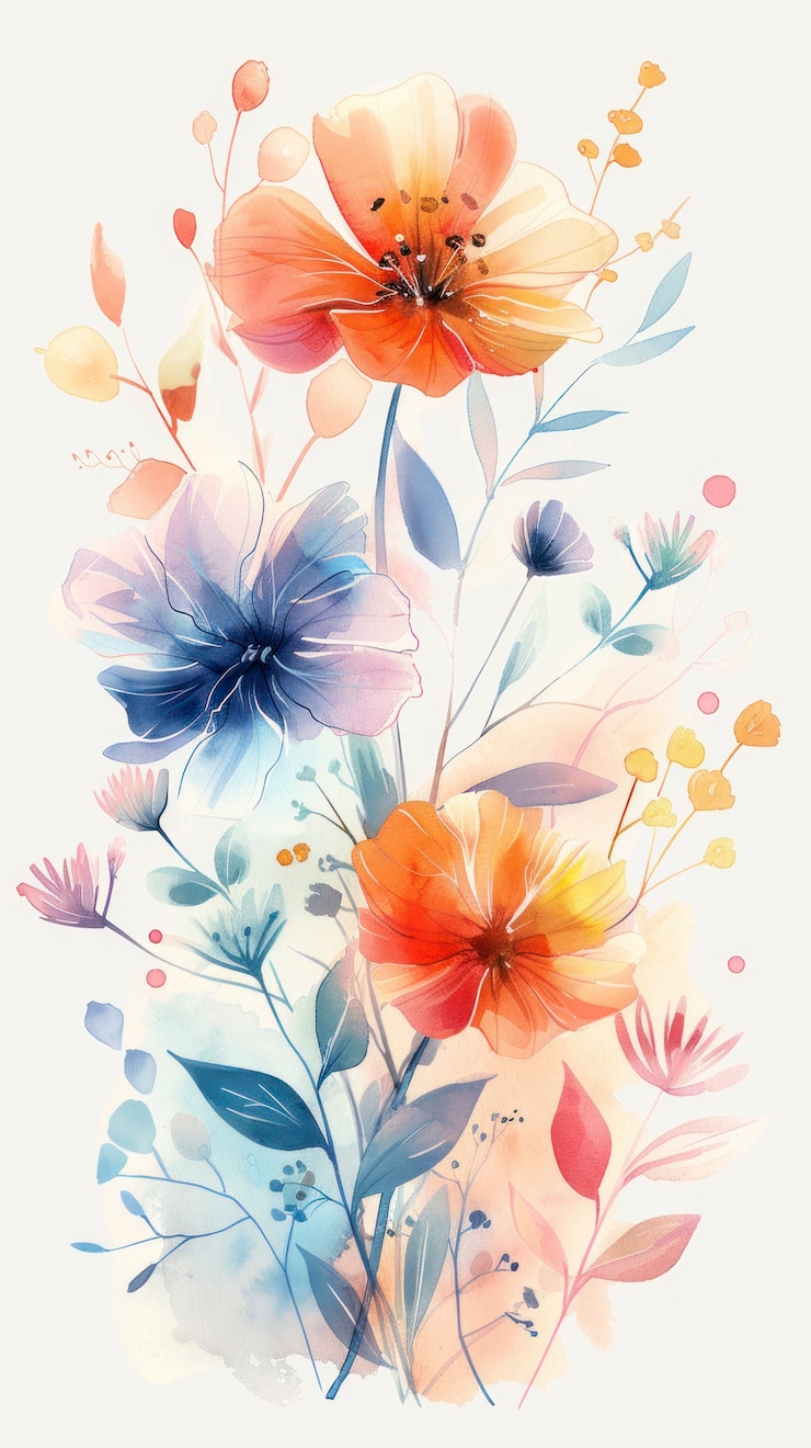 無料Photo 美しい水彩の花のアレンジメント