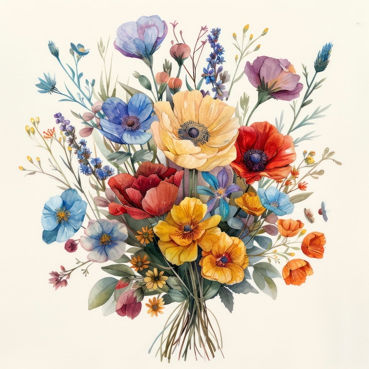 無料Photo 美しい水彩の花のアレンジメント