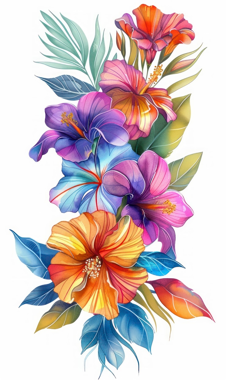 無料Photo 美しい水彩の花のアレンジメント