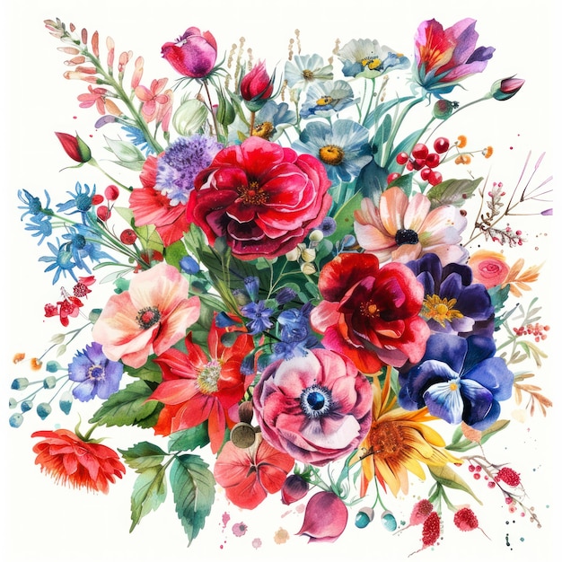 Free photo beautiful watercolor floral arrangement