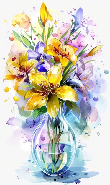 Foto gratuita beautiful watercolor floral arrangement