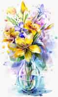 Free photo beautiful watercolor floral arrangement