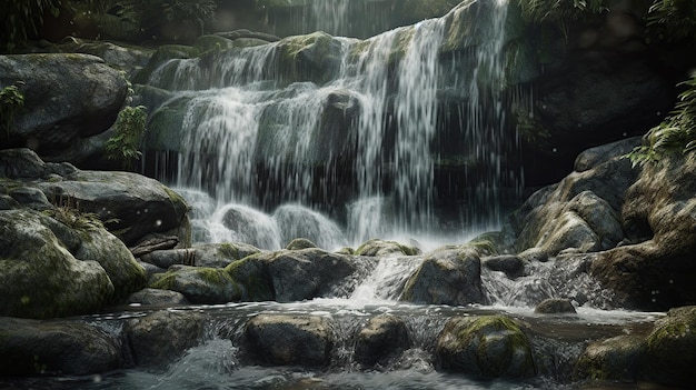 Красивый водопад AI Сгенерированное изображение