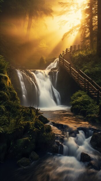 Beautiful waterfall  landscape
