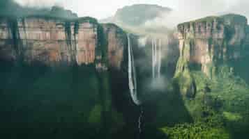 Бесплатное фото Красивый пейзаж водопада