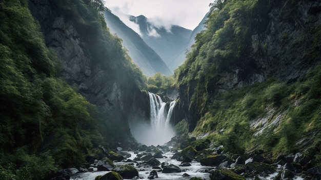 Free photo beautiful waterfall  landscape