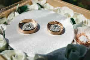 Free photo beautiful wedding rings for newlyweds