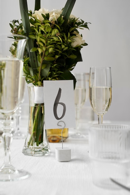 Beautiful wedding table assortment with flowers