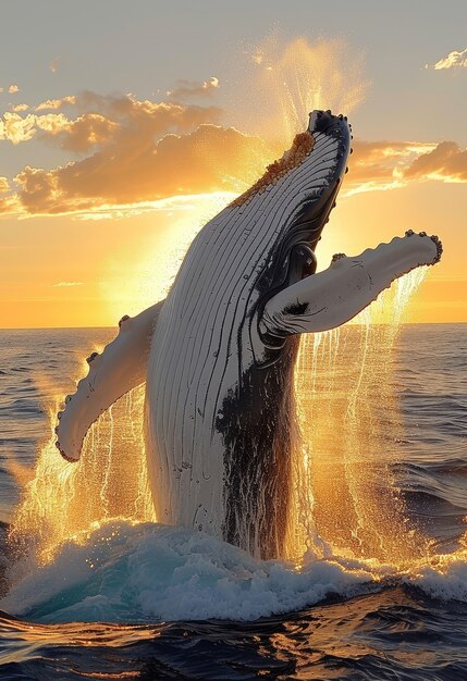 Beautiful whale crossing the ocean