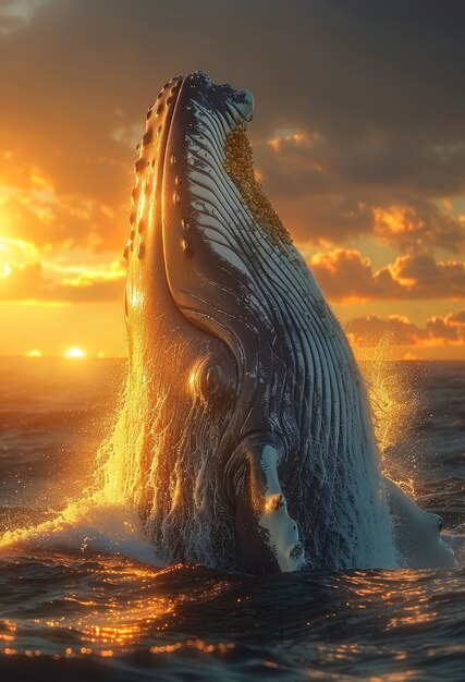 美しいクジラが海を渡る