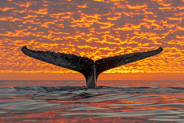 Free photo beautiful whale crossing the ocean