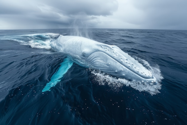 Foto gratuita una bellissima balena che attraversa l'oceano