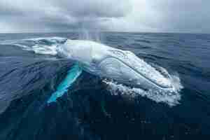 Free photo beautiful whale crossing the ocean