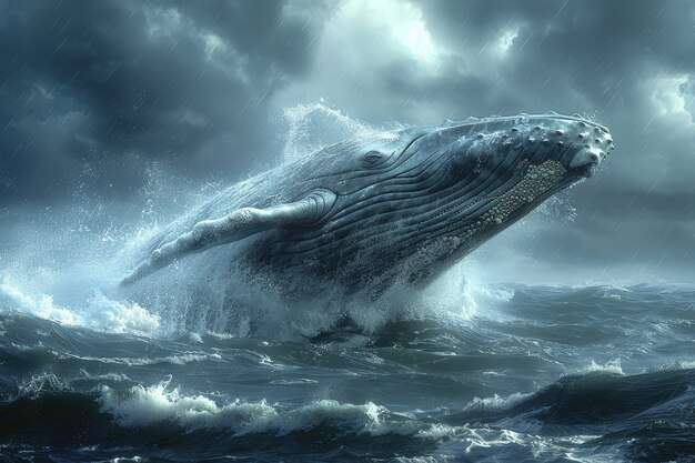 Beautiful whale crossing the ocean