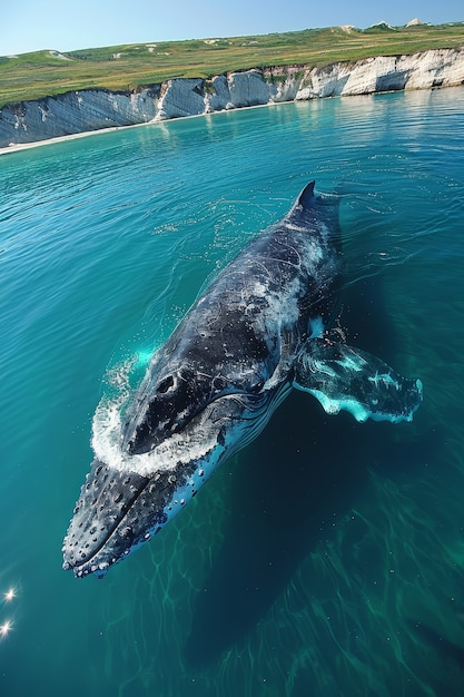 Foto gratuita una bellissima balena che attraversa l'oceano