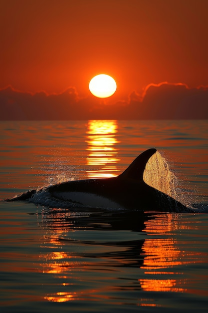 Free photo beautiful whale crossing the ocean