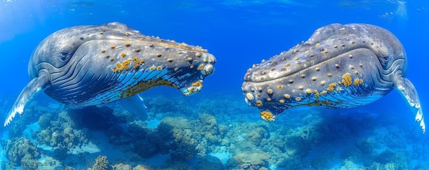 Foto gratuita una bellissima balena che attraversa l'oceano