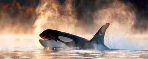 無料写真 美しいクジラが海を渡る
