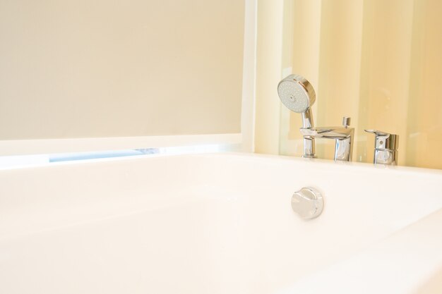 Beautiful white bathtub decoration interior of bathroom