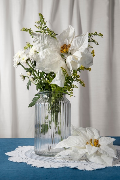 Beautiful white poinsettia arrangement