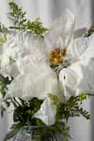 Free photo beautiful white poinsettia arrangement