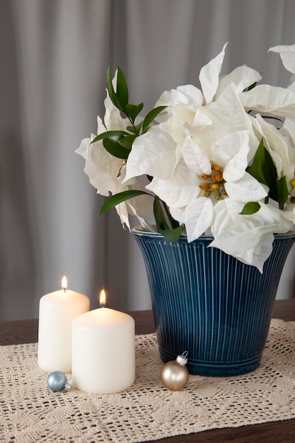 Beautiful white poinsettia arrangement