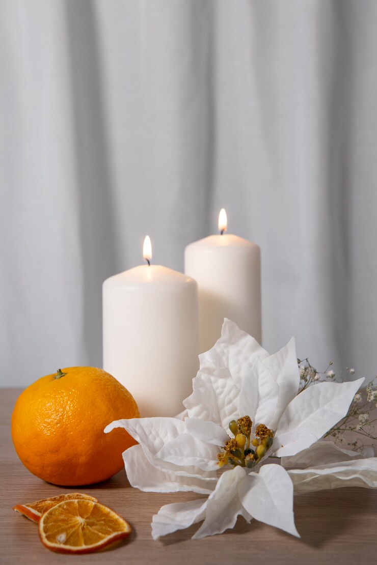 Free Photo beautiful white poinsettia composition