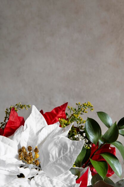 Beautiful white poinsettia composition