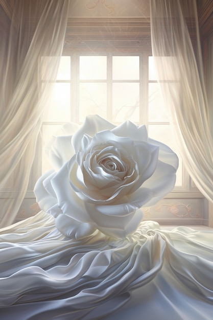 Beautiful white rose indoors