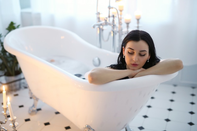 Beautiful woman in bathroom