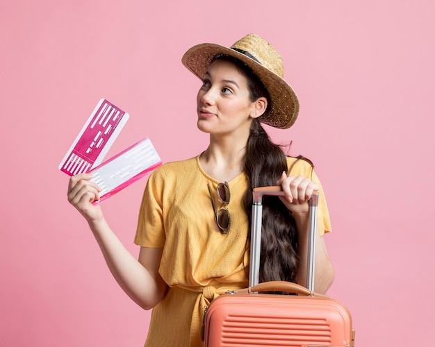 Beautiful woman being ready to travel