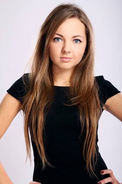 Beautiful woman in black dress