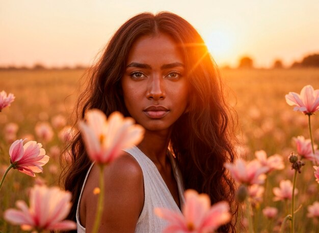 Beautiful woman in bloom