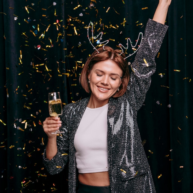 Beautiful woman celebrating new year's eve