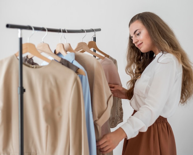 beautiful woman checking new arrivals