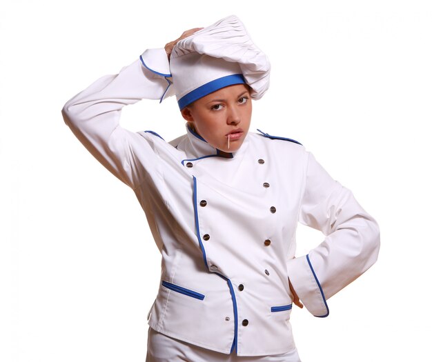 Beautiful woman in chef image