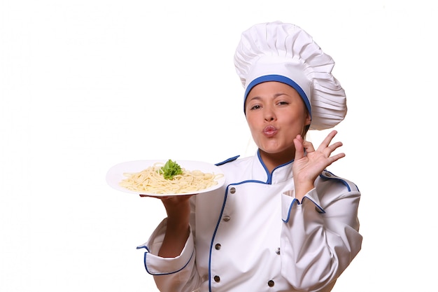 Beautiful woman in chef image