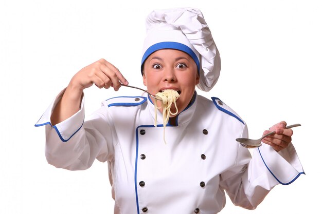 Beautiful woman in chef image