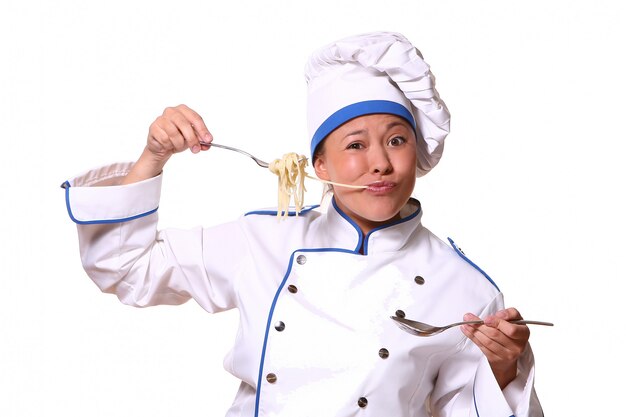 Beautiful woman in chef image