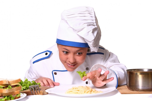 Beautiful woman in chef image