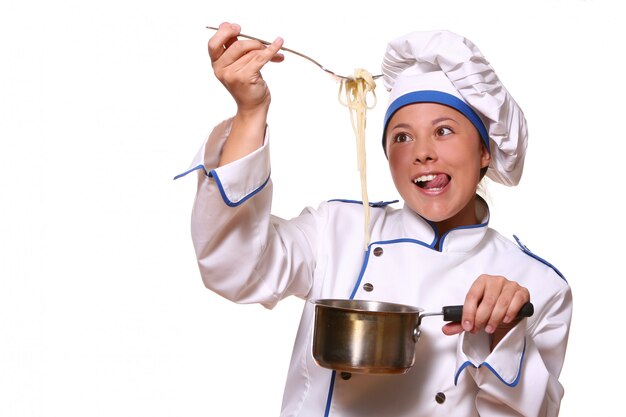 Beautiful woman in chef image